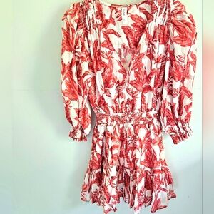 Kivari Mirani Leaf Print Mini Dress